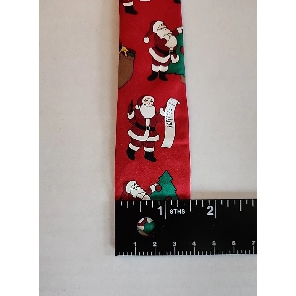 VTG Santa Print Neck Tie 100% Silk Christmas Fun Novelty Tie USA by John Henry - Picture 7 of 9